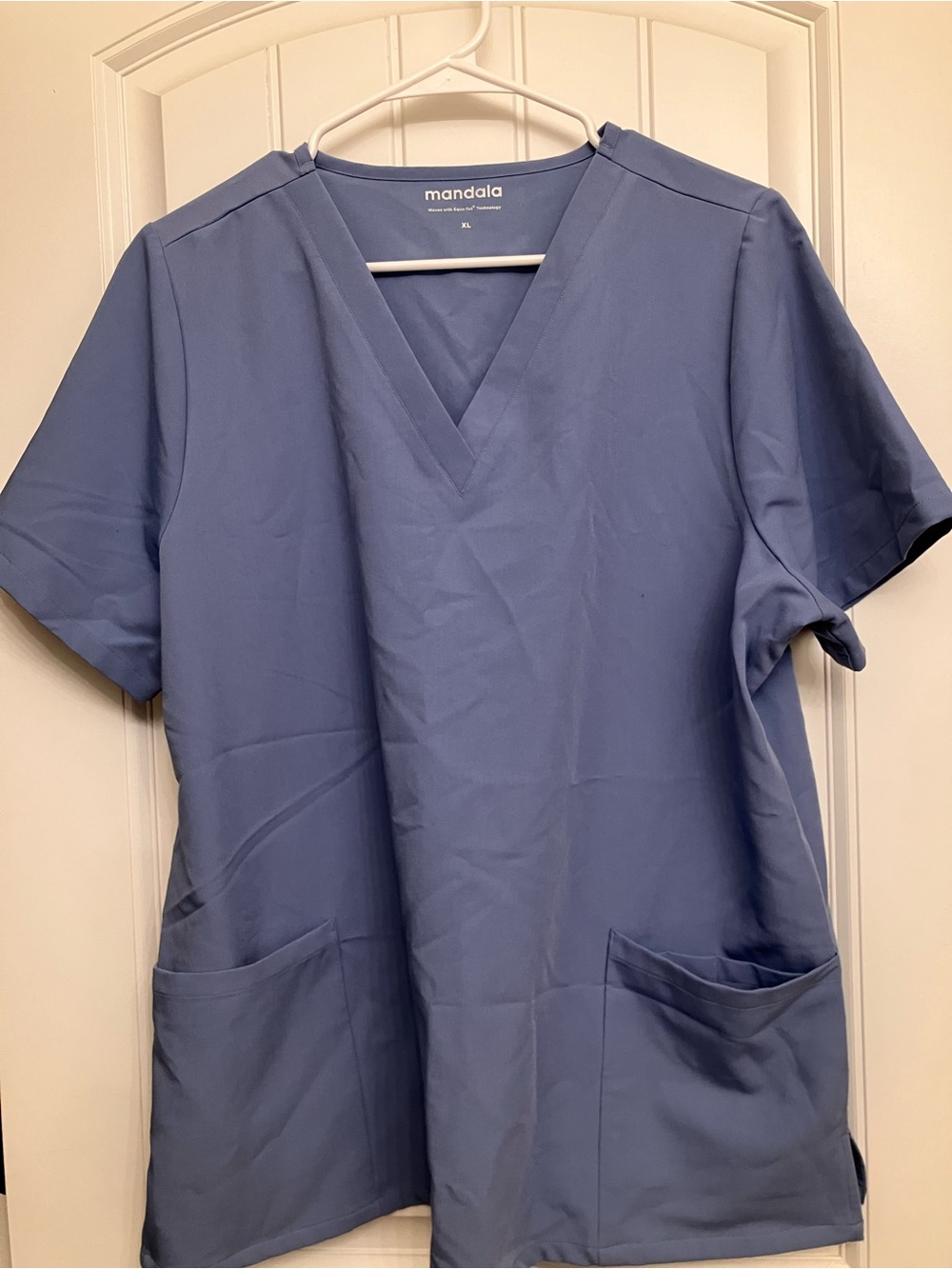 Mandala Women's Short Sleeve V-Neck Scrub Top - Dusty Blue